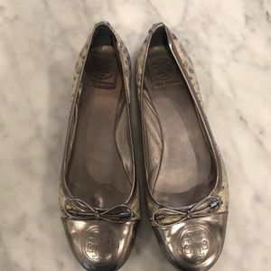 Gray, silver and cream Tory Burch ballet flats, 9